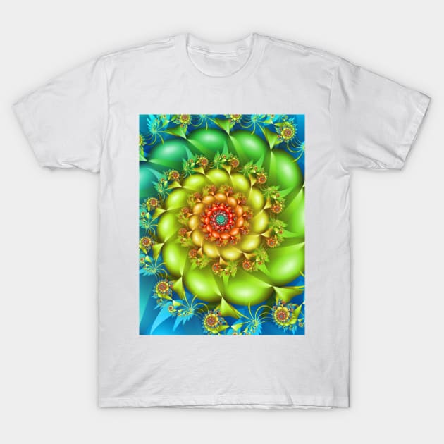 Colourful Fractal Spiral T-Shirt by pinkal